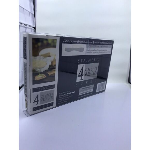 STAINLESS STEEL w/ BRUSHED FINISH BED BATH & BEYOND CHEESE SPREADERS, SET OF 4 - Picture 2 of 6